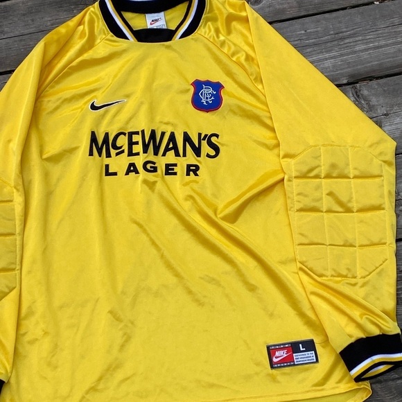 Vintage 1997-1999 Nike Glasgow Rangers Goalkeeper Shirt Large Satin - Picture 7 of 9